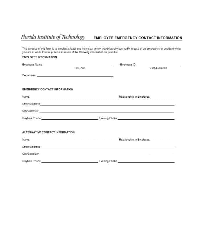 54 free emergency contact forms employee student employment emergency contact form